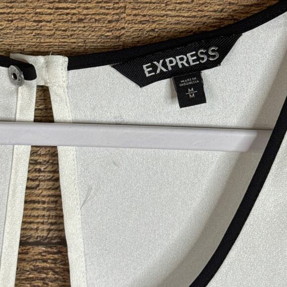 Express White Semi Sheer Tank Top Black Bandeau Open Back Size Medium - Picture 3 of 7